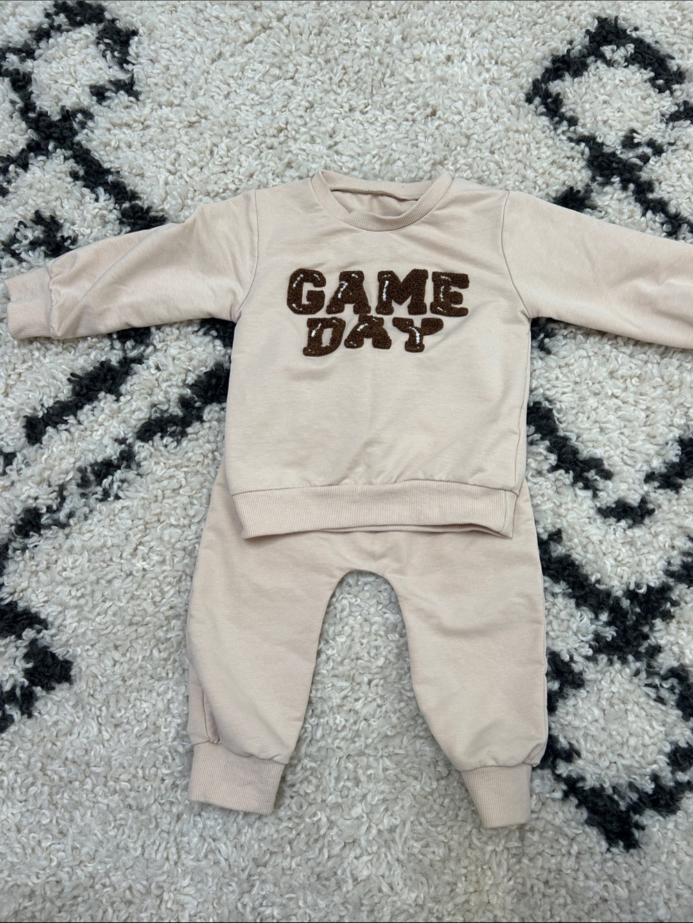 Beige 'GAME DAY' Sweatshirt & Joggers Set